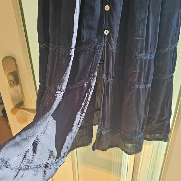 Dark Navy Wilfred Dark Academia Silky Dress - Picture 5 of 8